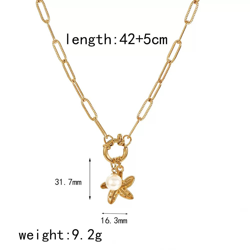 Pearl Star Clip Chain necklace