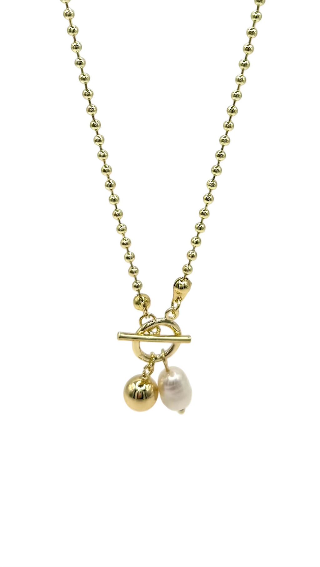 Golden Pearl Drop Necklace