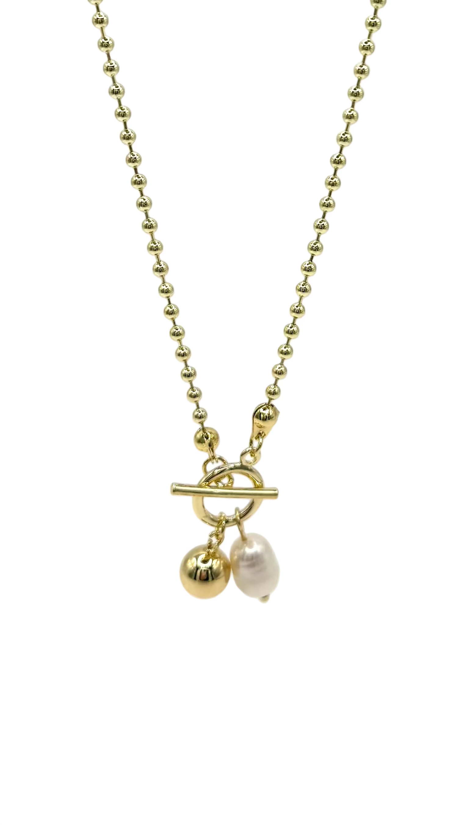 Golden Pearl Drop Necklace